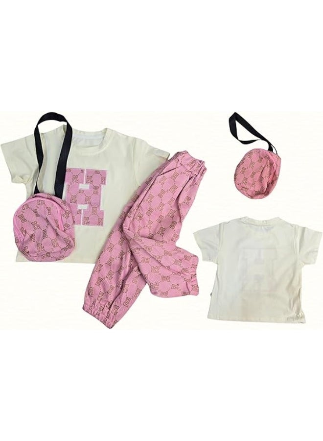 MINIIMODZ MINII MODZ HPL Pink Pouch Girl Pant Top Set with Sling Bag | Ethnic Inspired Clothes | Ethnic Sets for Girls | Best Gift for Diwali - Image 2